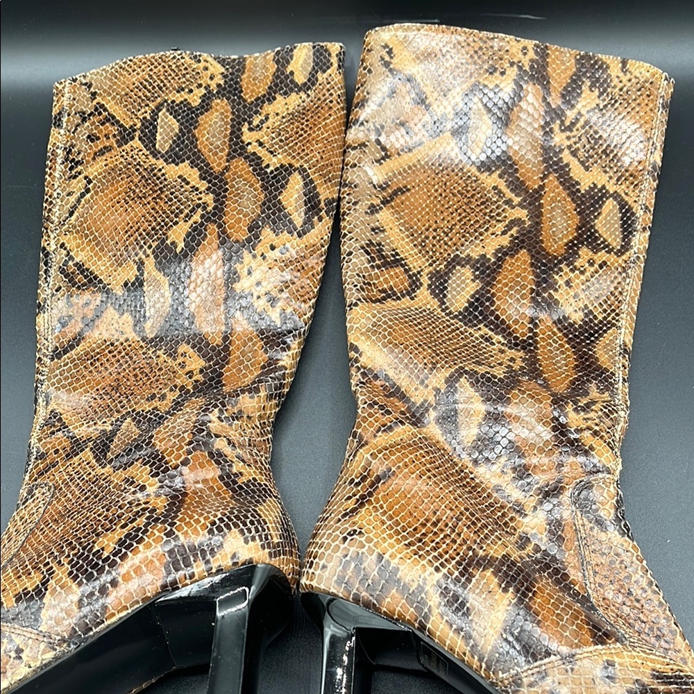 Snakeskin Pattern Knee-High Boots - Picture 6 of 13